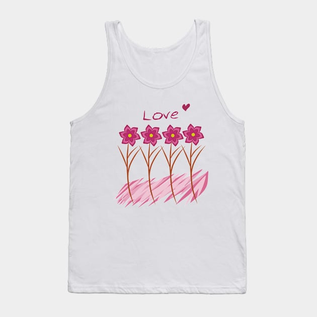 Pink Flowers Tank Top by Fadmel